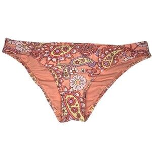Wild Fable Womens Peach Paisley Low Rise Cheeky Bikini Bottom Large (12-14) New!